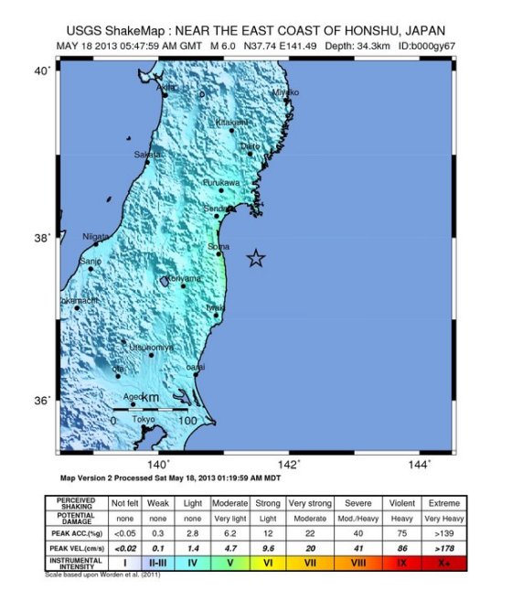 Earth Watch Report  -  Earthquakes Japan-may-18