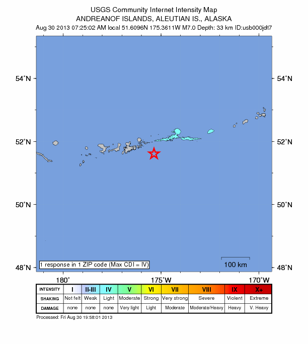 7.0 magnitude earthquake strikes Alaska’s Aleutian Islands Alaska-aug-30
